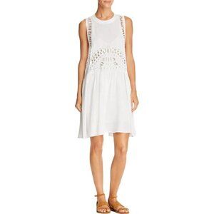 NWT AQUA White Open Eyelet Cover Up Dress Small